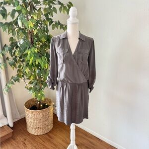 Rebecca Taylor Military Shirt Dress in Taupe - Size 4 - 100% Silk